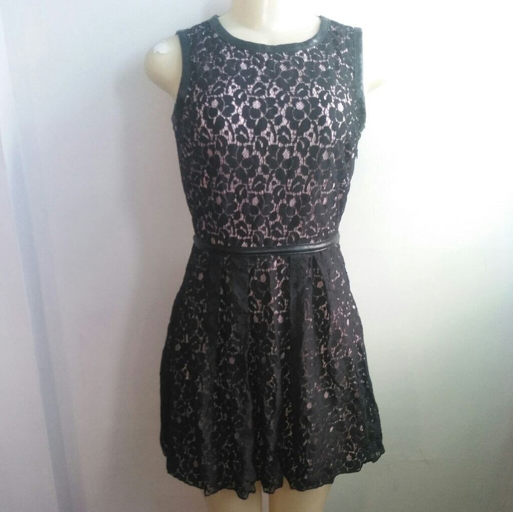 NWT Speechless Pink/Black Lace Skater Dress